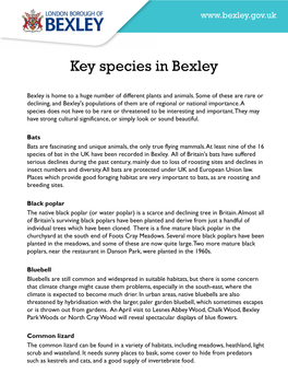 Key Species in Bexley