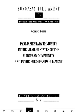 Parliamentary Immunity in the Member States of the European Community and in the European Parliament