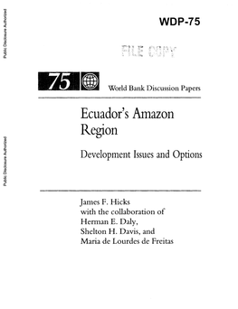 Ecuador's Amazon Region : Development Issues and Options / James F