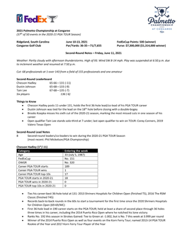 2021 Palmetto Championship at Congaree (37Th of 50 Events in the 2020-21 PGA TOUR Season)