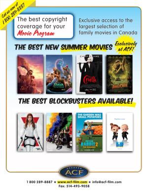 Movie Program Family Movies in Canada Exclusively the BEST NEW SUMMER MOVIES at ACF!