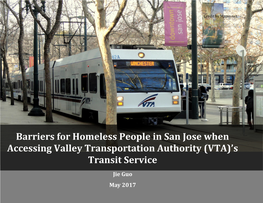 Barriers in Accessing VTA Transit Service for Homeless People In
