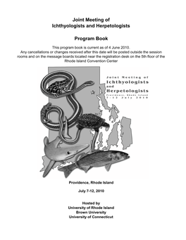 Joint Meeting of Ichthyologists and Herpetologists Program Book
