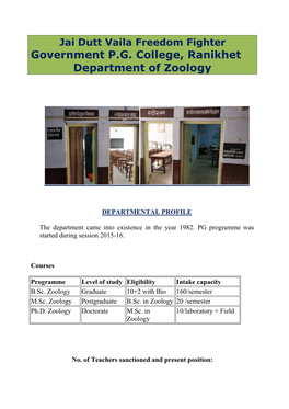 Government P.G. College, Ranikhet Department of Zoology