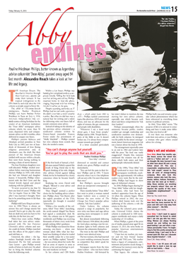 Pauline Friedman Phillips, Better Known As Legendary Advice Columnist 'Dear Abby'