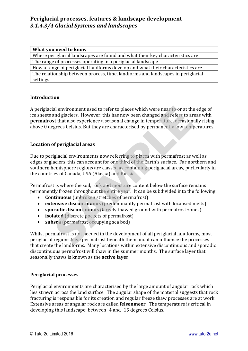 Periglacial Processes, Features & Landscape Development 3.1.4.3/4