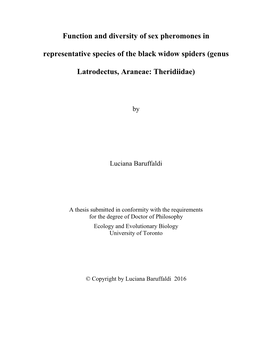 Function and Diversity of Sex Pheromones in Representative Species of the Black Widow Spiders (Genus