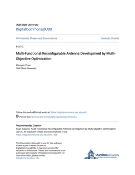 Multi-Functional Reconfigurable Antenna Development by Multi-Objective Optimization" (2012)