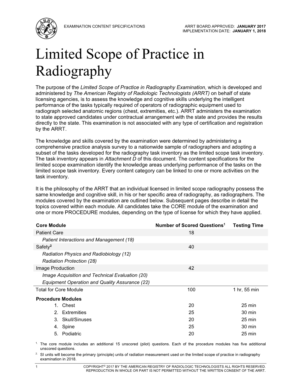 Limited Scope of Practice in Radiography