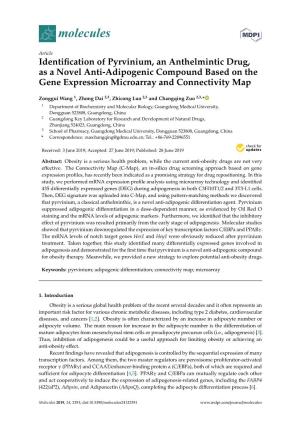 Identification of Pyrvinium, an Anthelmintic Drug, As a Novel Anti