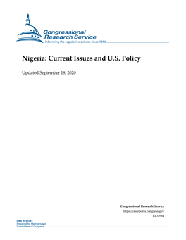 Nigeria: Current Issues and U.S. Policy