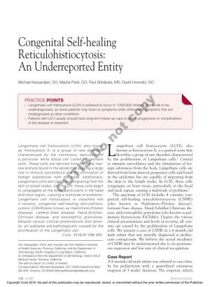 Congenital Self-Healing Reticulohistiocytosis: an Underreported Entity