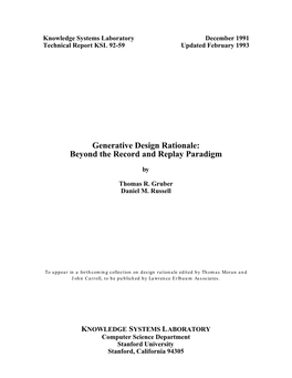 Generative Design Rationale: Beyond the Record and Replay Paradigm