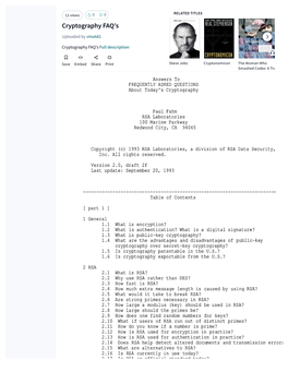 Cryptography FAQ's