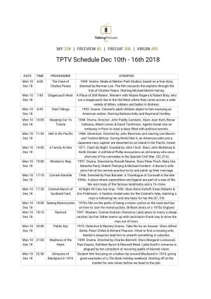 TPTV Schedule Dec 10Th - 16Th 2018