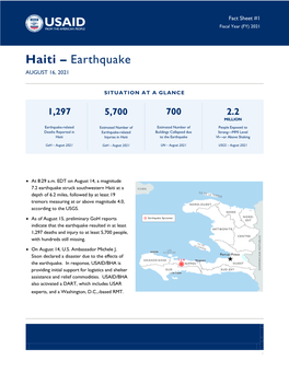 Haiti – Earthquake AUGUST 16, 2021