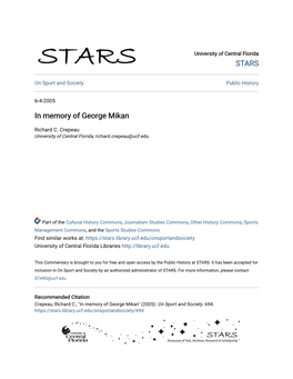 In Memory of George Mikan