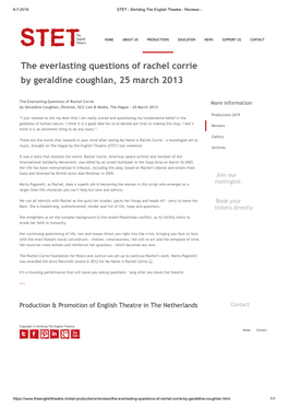 The Everlasting Questions of Rachel Corrie by Geraldine Coughlan, 25 March 2013