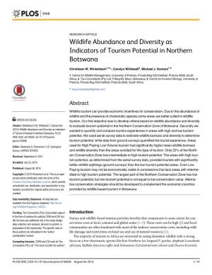 Wildlife Abundance and Diversity As Indicators of Tourism Potential in Northern Botswana