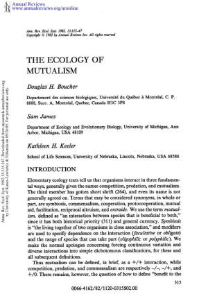 The Ecology of Mutualism