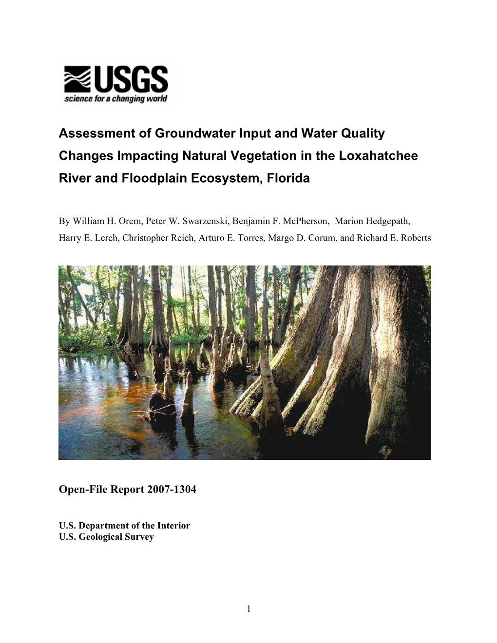 Assessment of Water Quality and Overall Groundwater Input