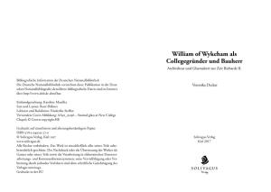 William of Wykeham Als Collegegründer Und Bauherr Architektur Und Glasmalerei Zur Zeit Richards II