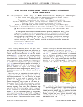 Strong Interlayer Magnon-Magnon Coupling in Magnetic Metal-Insulator Hybrid Nanostructures