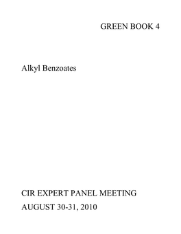 GREEN BOOK 4 Alkyl Benzoates CIR EXPERT PANEL MEETING