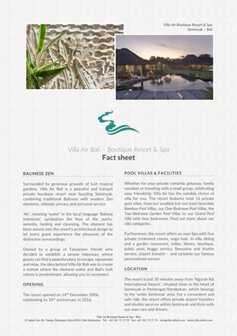 Resort Fact Sheet