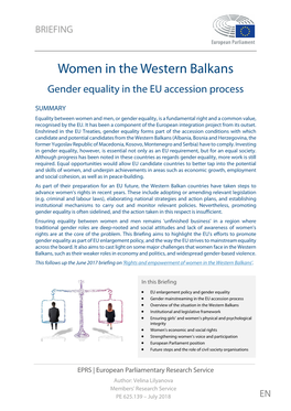 Women in the Western Balkans: Gender Equality in the EU Accession