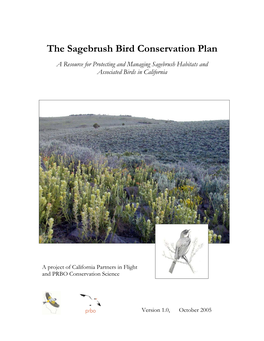 The Sagebrush Bird Conservation Plan