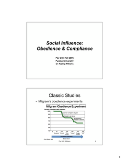 Social Influence: Obedience & Compliance Classic Studies