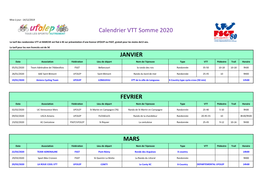 Calendrier Ufolep Somme VTT 2020