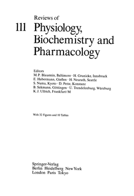 111 Physiology, Biochemistry and Pharmacology