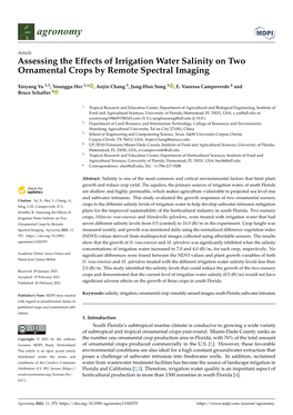 Assessing the Effects of Irrigation Water Salinity on Two Ornamental Crops by Remote Spectral Imaging