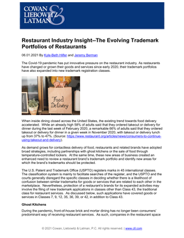 The Evolving Trademark Portfolios of Restaurants