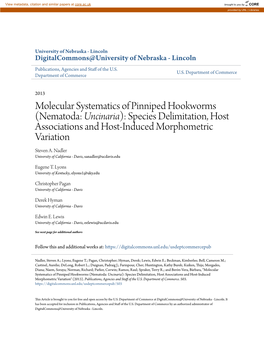Molecular Systematics of Pinniped Hookworms (Nematoda: &lt;I