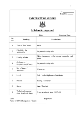 Syllabus for Approval