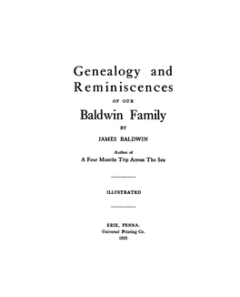Genealogy and Reminiscences Baldwin Family