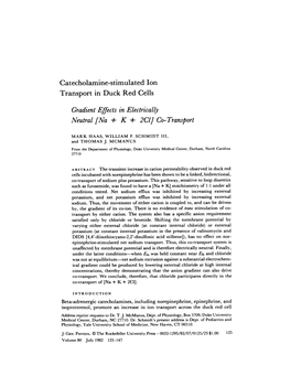 Gradient Effects in Electrically Neutral [Na + K + 2C1] Co-Transport