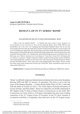 Roman Law in Tv Series 'Rome'