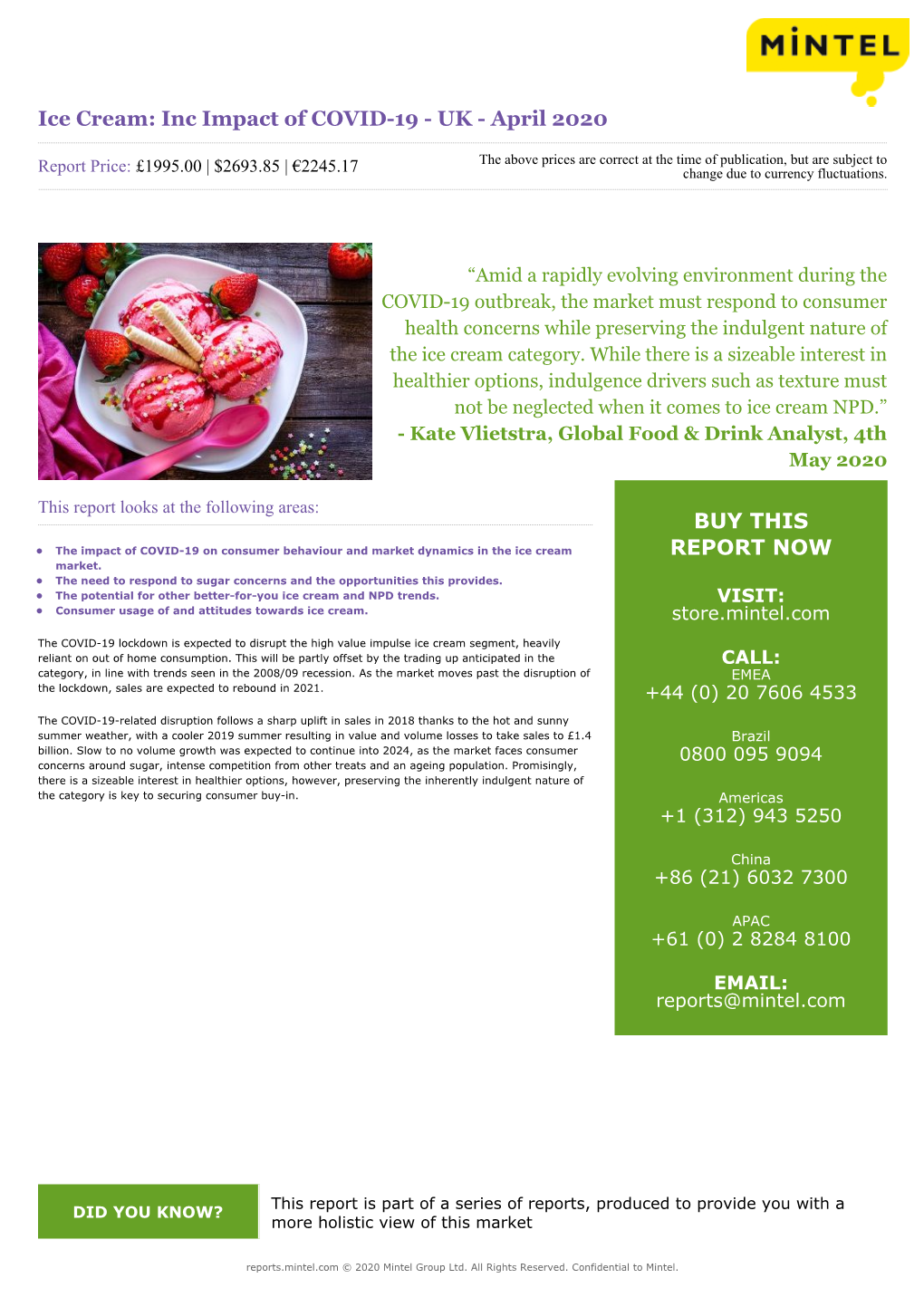 Ice Cream: Inc Impact of COVID-19 - UK - April 2020