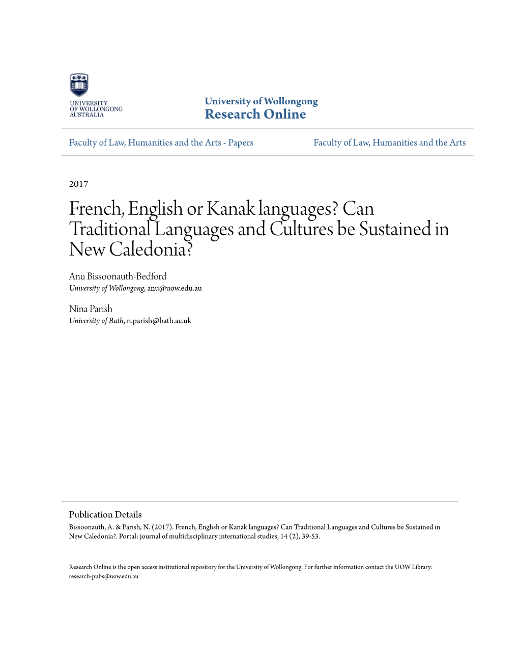 French, English Or Kanak Languages?