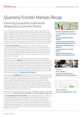 Quarterly Frontier Markets Recap Financing Constraints, Institutional Weaknesses a Common Theme