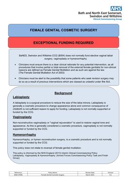 Female Genital Cosmetic Surgery Exceptional