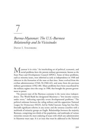 Burma-Myanmar: the U.S.-Burmese Relationship and Its Vicissitudes David I