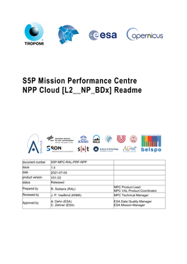 S5P Mission Performance Centre NPP Cloud [L2__NP Bdx] Readme