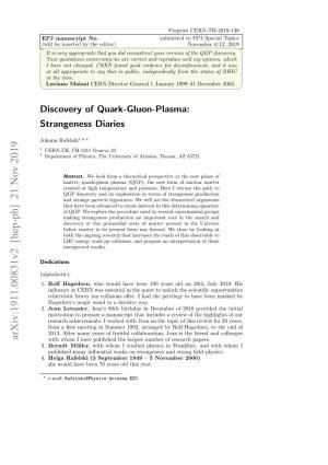 Discovery of Quark-Gluon-Plasma: Strangeness Diaries
