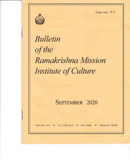 Bulletin of the Ramaltrishna Mission Institute of Culture