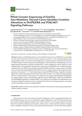 Whole Genome Sequencing of Familial Non-Medullary Thyroid Cancer Identiﬁes Germline Alterations in MAPK/ERK and PI3K/AKT Signaling Pathways